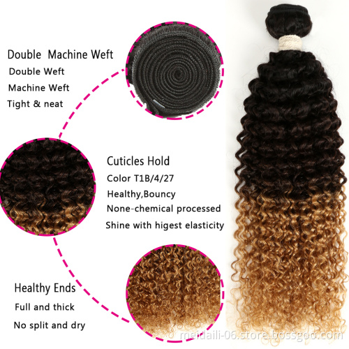 Factory virgin hair vendors ombre color kinky curly 1b 4 27 human hair